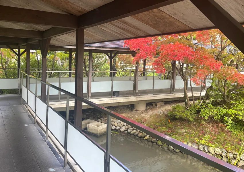松泉湖庭園の紅葉が見頃を迎える